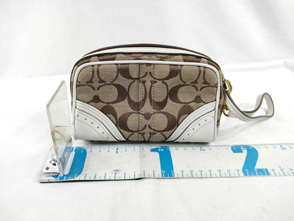 COACH Signature Pouch, Beige/White Canvas Pouch