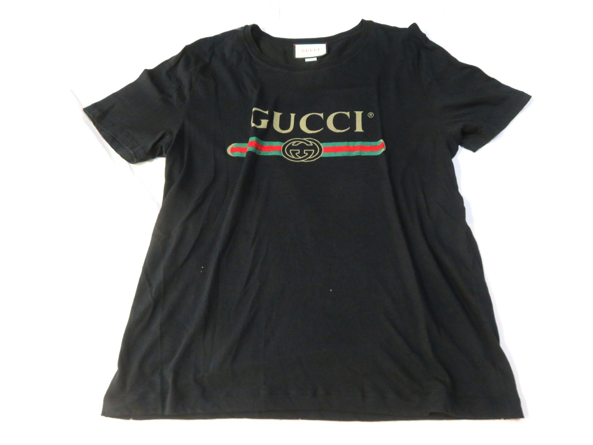 GUCCI GUCCI Logo Sherry T-shirt 440103 Size XL Black T-shirt