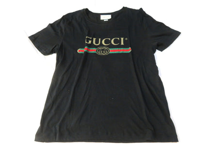 GUCCI GUCCI Logo Sherry T-shirt 440103 Size XL Black T-shirt