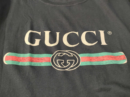 GUCCI GUCCI Logo Sherry T-shirt 440103 Size XL Black T-shirt