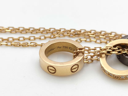 Cartier Love Three Hoop Ceramic Diamond Au750 7.4g Necklace 