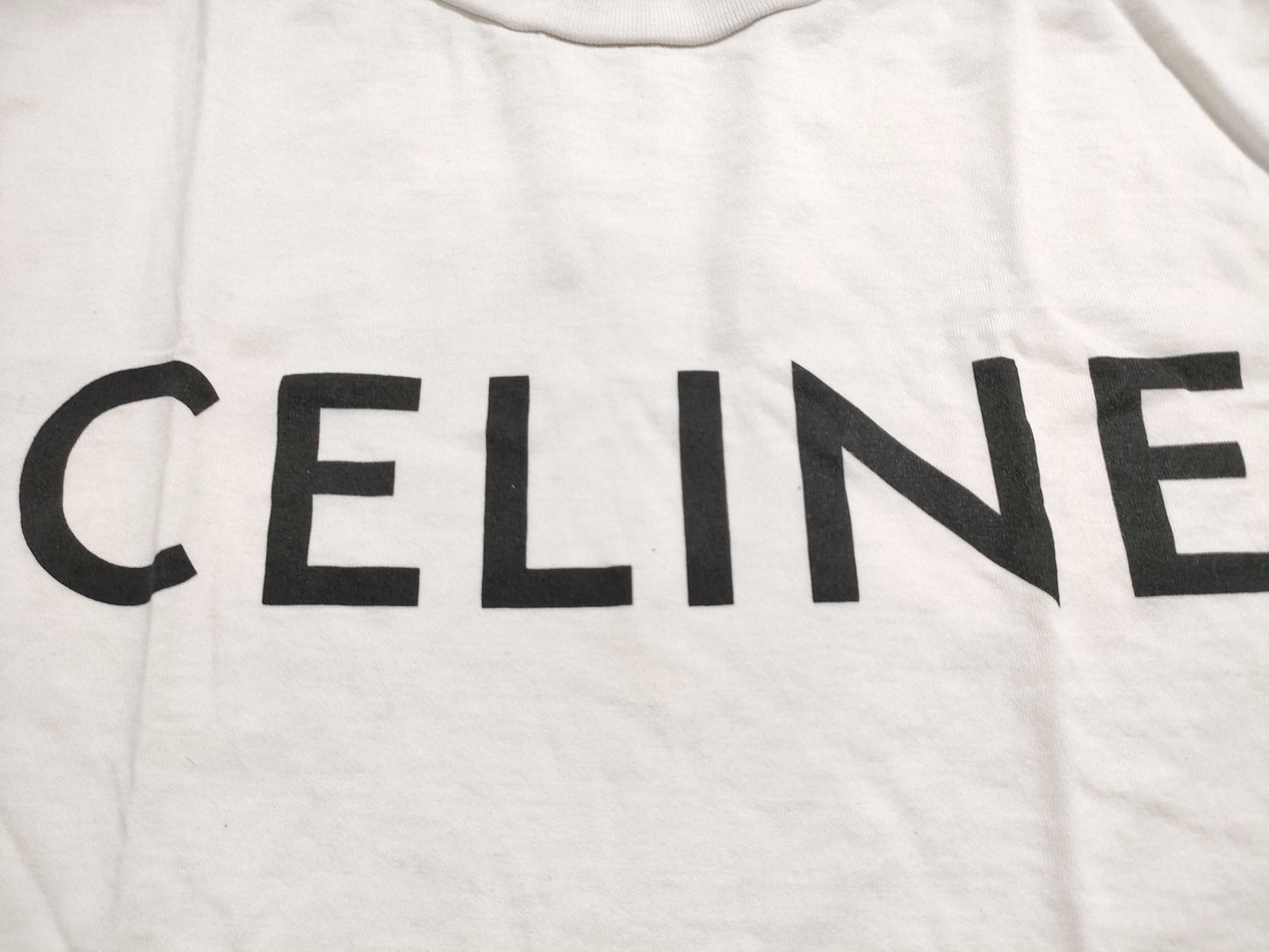 CELINE Logo Cropped T-Shirt White XS T-Shirt
