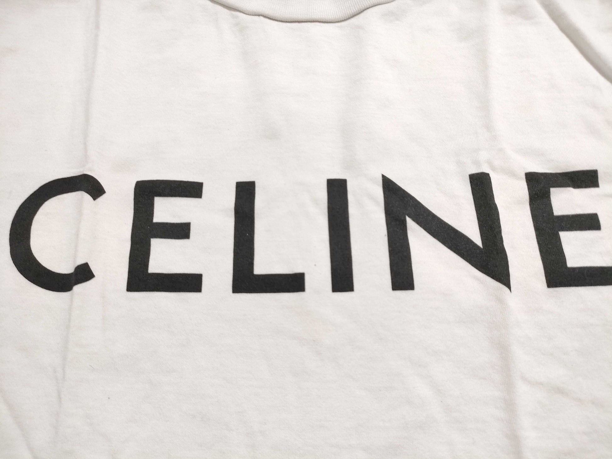 CELINE Logo Cropped T-Shirt White XS T-Shirt