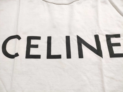 CELINE Logo Cropped T-Shirt White XS T-Shirt