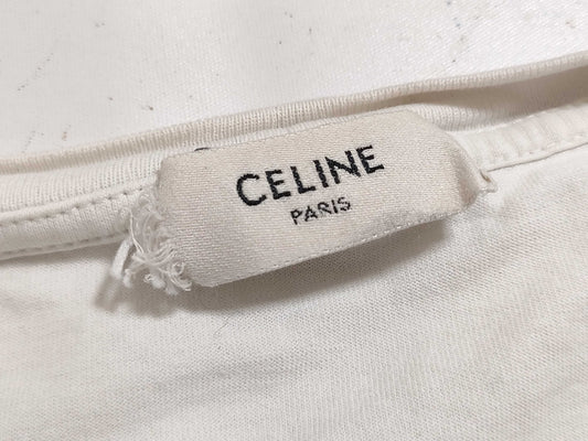 CELINE Logo Cropped T-Shirt White XS T-Shirt