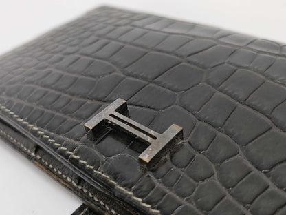 HERMES [Stamped] □E Bearn Hermès □E Stamped Bearn Classic Alligator Wallet