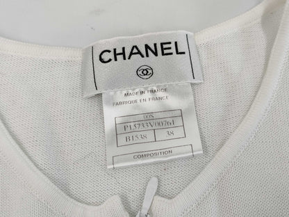 CHANEL 00S Logo Zip-Up Top P15733 White Size 38 Tops