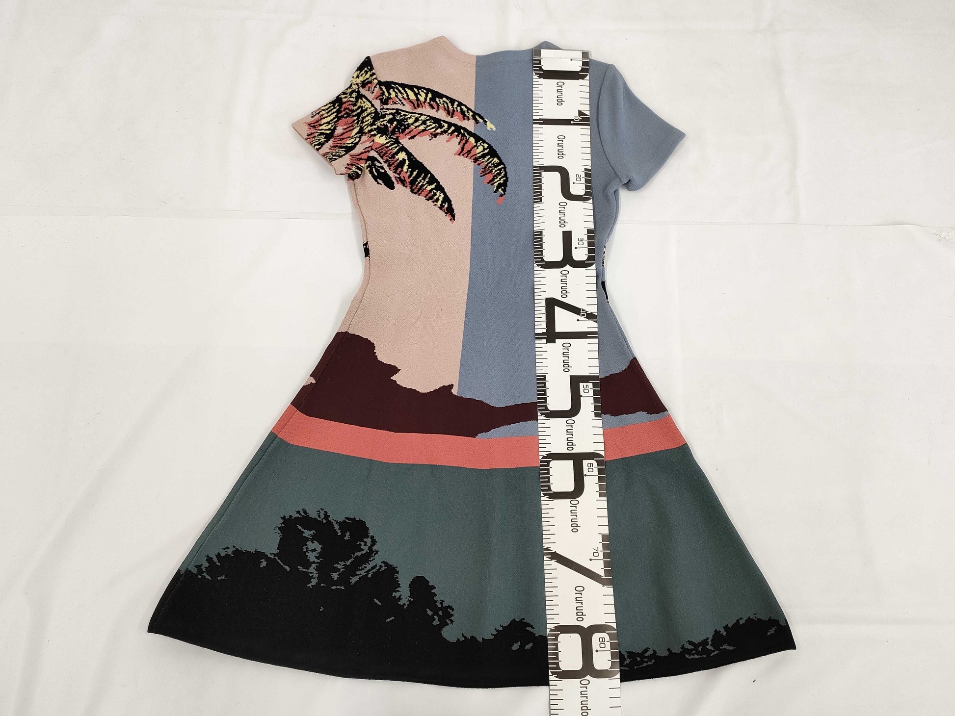 VALENTINO Short Sleeve Knit Dress, Pink, Blue, Size S