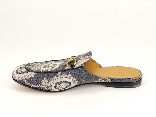 GUCCI Jacquard Princetown Horsebit Sandals 423514 Navy Size 38