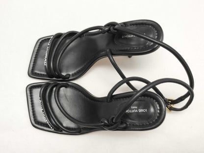 LOUIS VUITTON Icon Logo Square Toe Sandals Black Sandals