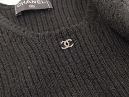 CHANEL Coco Mark One Point Knit Vest Top