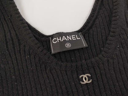 CHANEL Coco Mark One Point Knit Vest Top