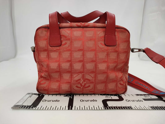 CHANEL New Travel Line Handbag/Shoulder Bag, 2-Way, Red, Nylon, 7584385