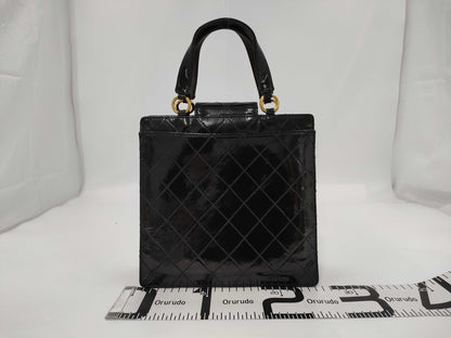 CHANEL Matelasse Patent Enamel Turnlock Handbag, Black, 4771404