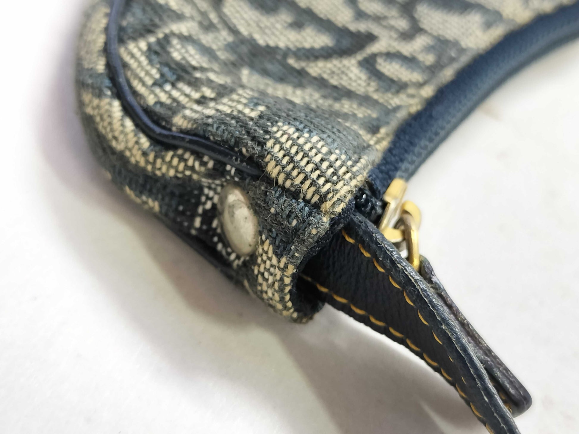 Dior Trotter Saddle Pouch in Navy Canvas.
