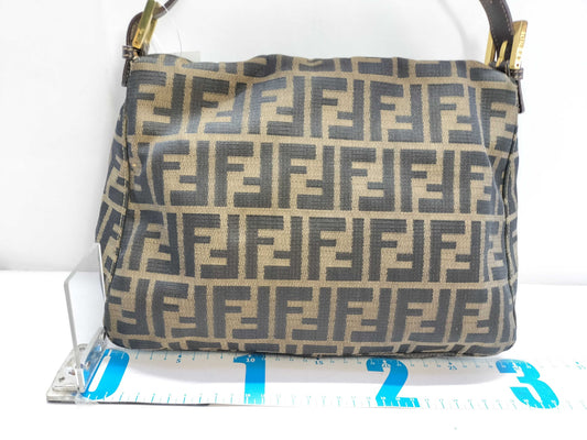 FENDI Zucca Pattern Fendi Shoulder Bag, Semi-Shoulder Bag, Mamma Bucket, Zucca Pattern Canvas, Brown, Dark Brown