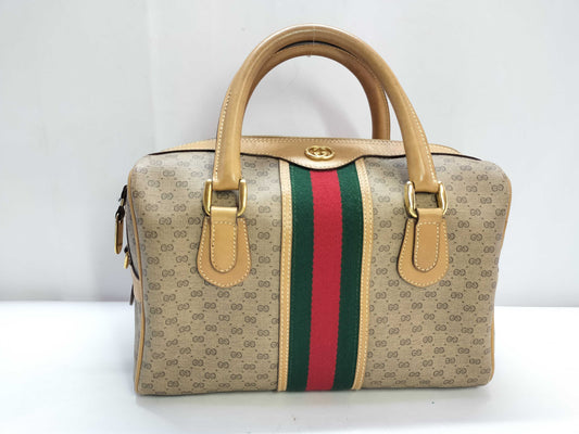 GUCCI GG Gucci 002.58.4422 Mini Boston Bag Old Gucci GG Sherry Line PVC/Leather Handbag