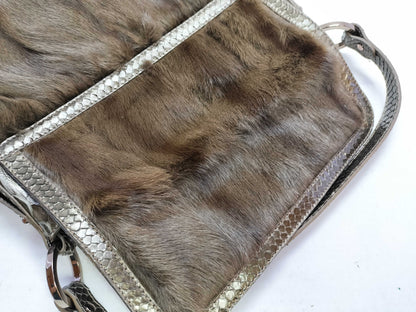FENDI FENDI Python Fur Chef Bag Handbag
