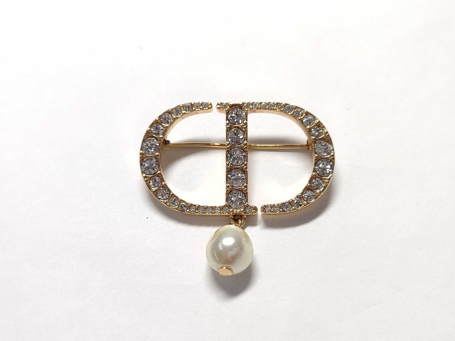 Dior CD Brooch, Faux Pearl and Rhinestone Brooch