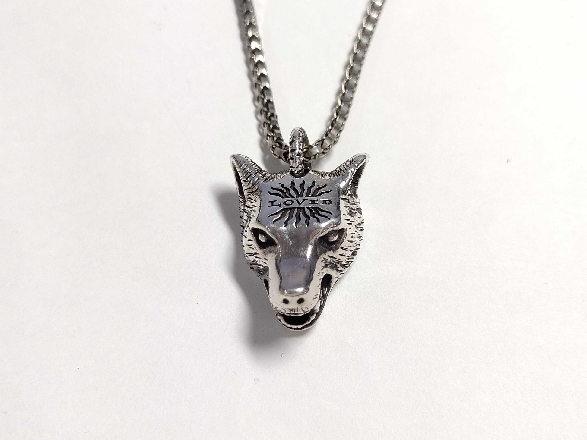 GUCCI Anger Forest Wolf Head Necklace 925 Necklace