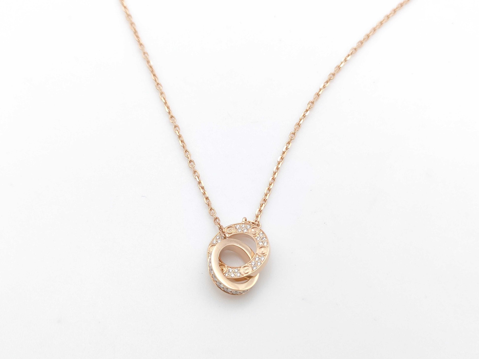 Cartier Love Circle Diamond Necklace in PG and Au750, 5.6g 