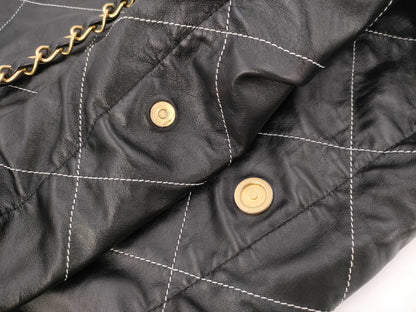 CHANEL Shoulder Bag AS3261 Black Calfskin MAT GOLD Shoulder Bag