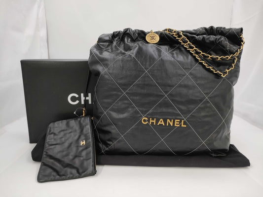 CHANEL Shoulder Bag AS3261 Black Calfskin MAT GOLD Shoulder Bag