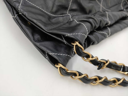 CHANEL Shoulder Bag AS3261 Black Calfskin MAT GOLD Shoulder Bag