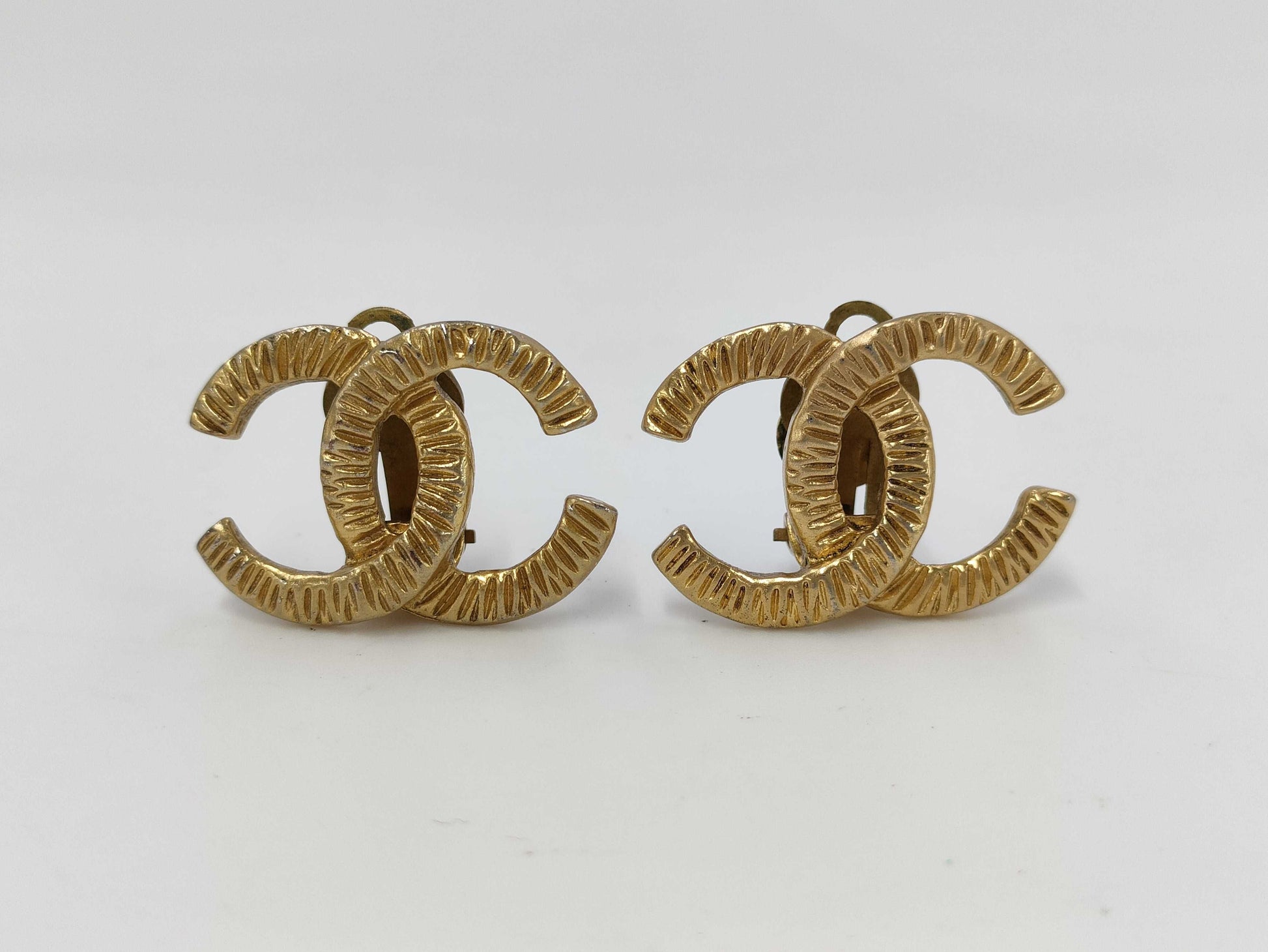 CHANEL Coco Mark Earrings with Engraved Plate