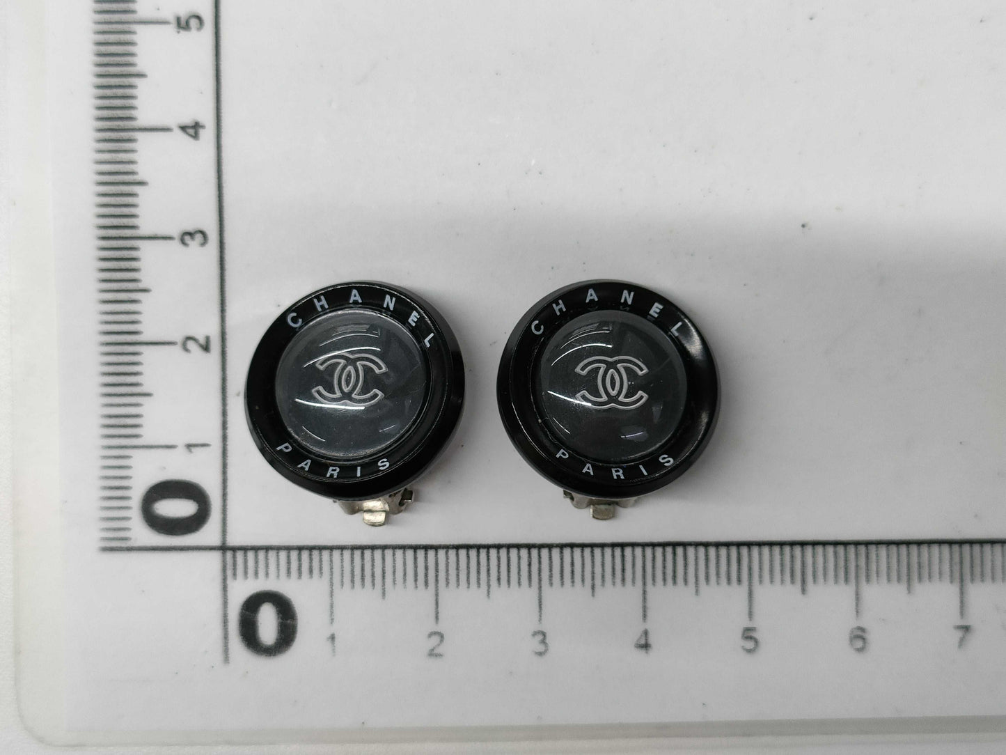 CHANEL 98P Coco Mark Logo Black Earrings