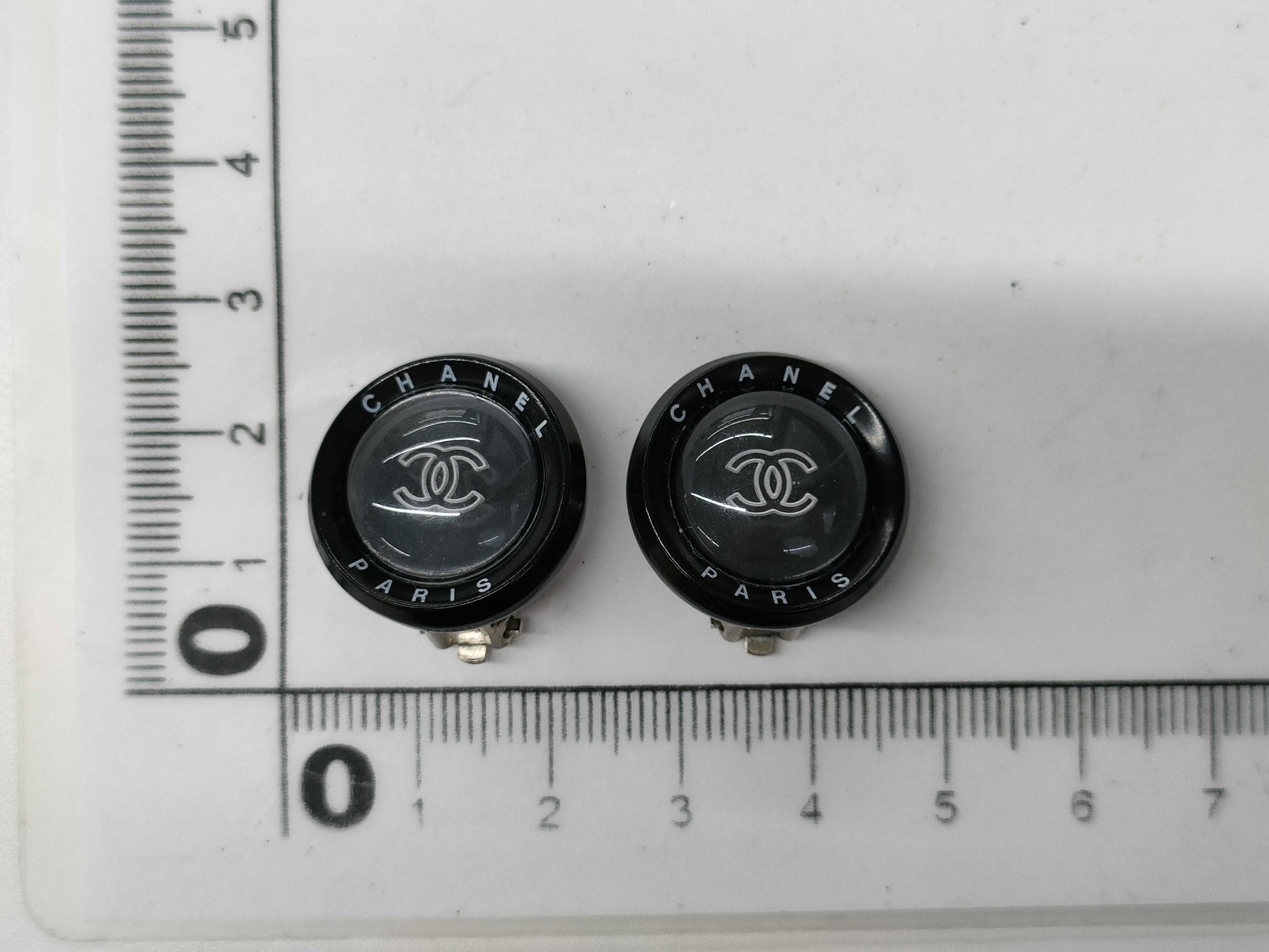 CHANEL 98P Coco Mark Logo Black Earrings