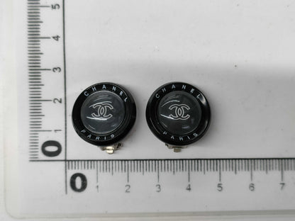 CHANEL 98P Coco Mark Logo Black Earrings