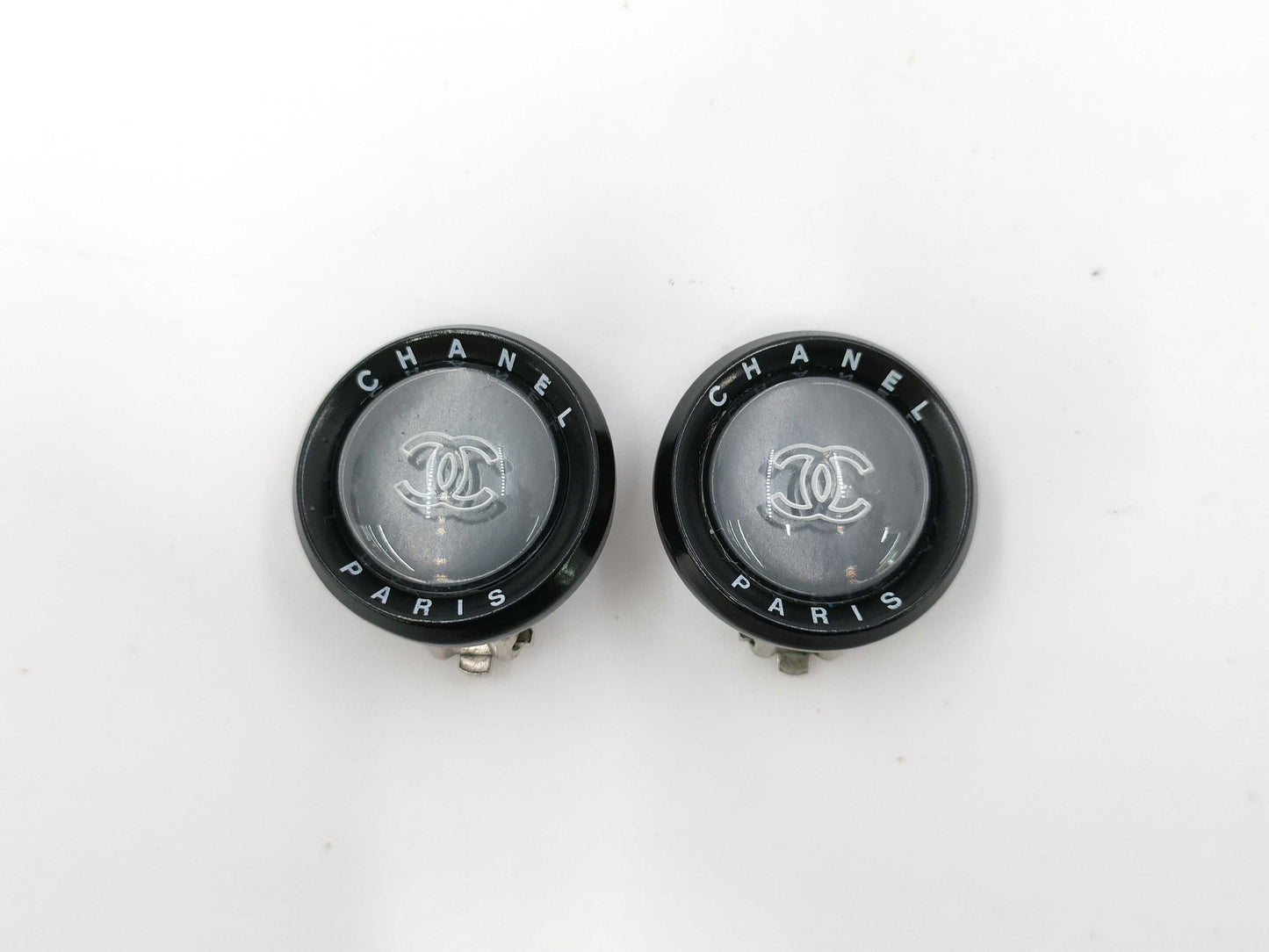 CHANEL 98P Coco Mark Logo Black Earrings