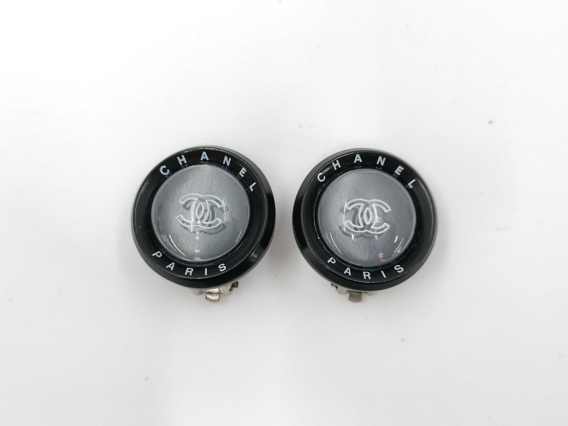 CHANEL 98P Coco Mark Logo Black Earrings