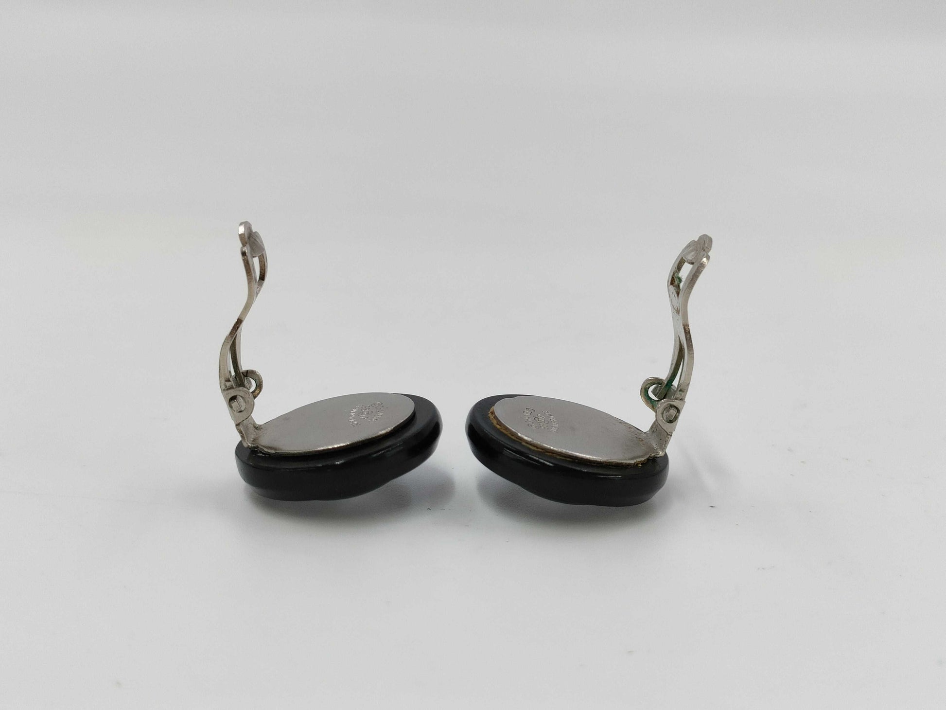 CHANEL 98P Coco Mark Logo Black Earrings