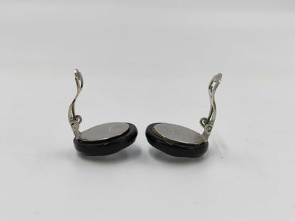 CHANEL 98P Coco Mark Logo Black Earrings