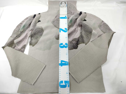 ISSEY MIYAKE Top, High Neck, Long Sleeve, Floral Print