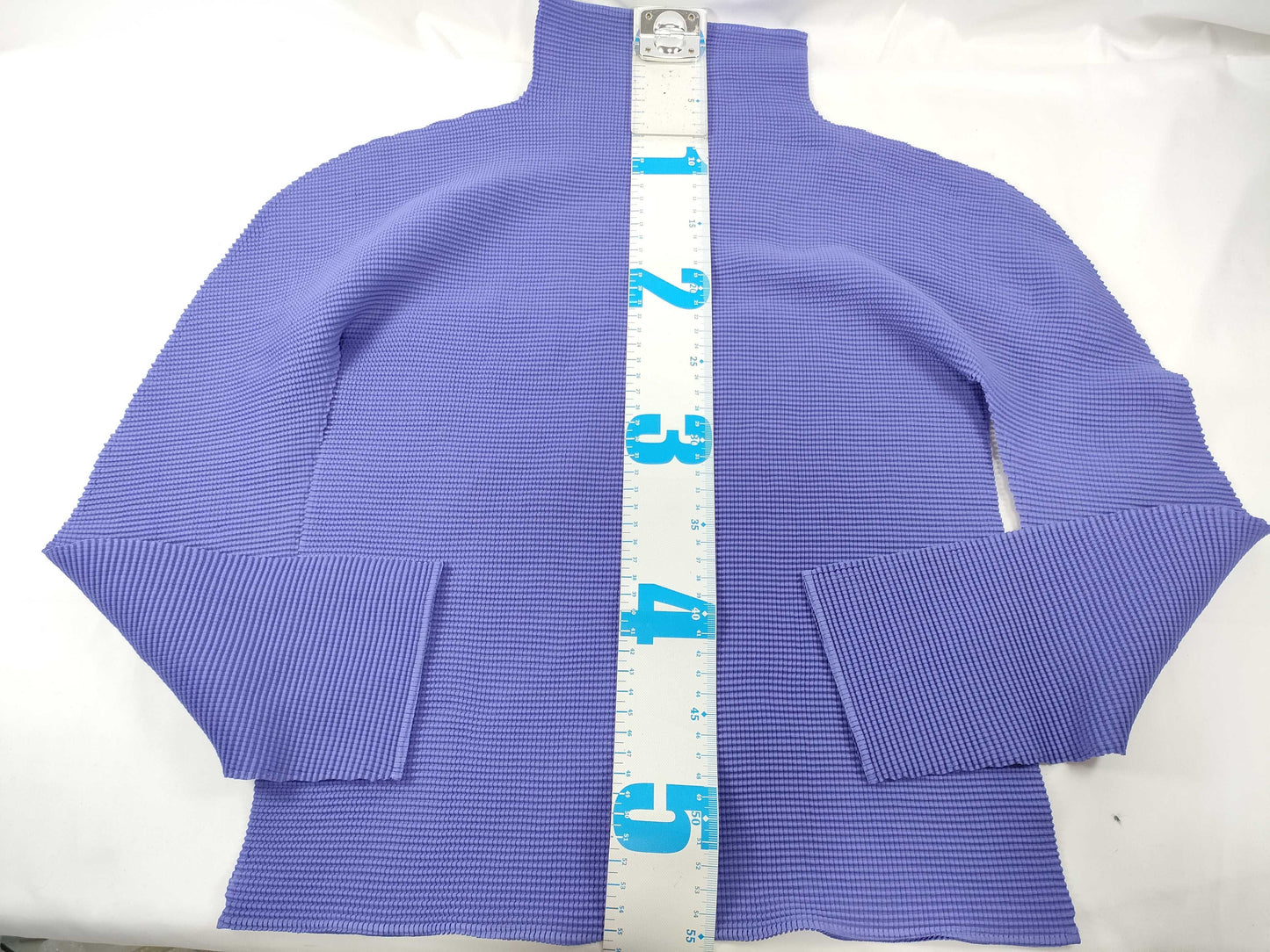 ISSEY MIYAKE Top, High Neck, Long Sleeve, Blue Top