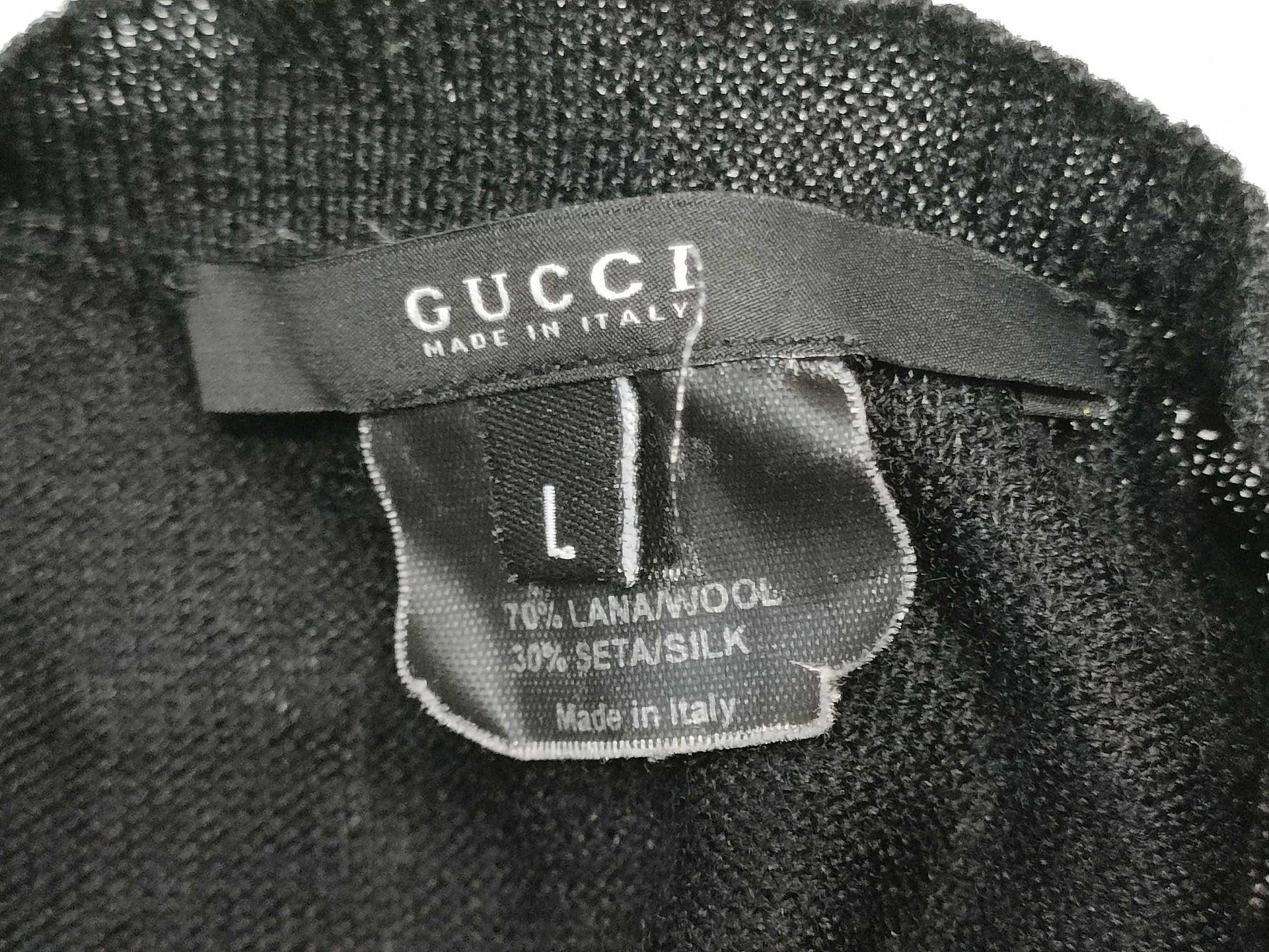 GUCCI Knit Sweater with Embroidered Logo, Size L, Tops