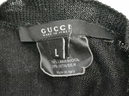 GUCCI Knit Sweater with Embroidered Logo, Size L, Tops