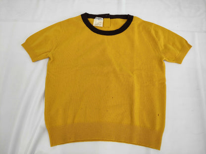 CHANEL Summer Knit Two-tone Coco Button Top Size 42