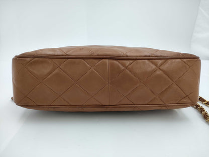 CHANEL Matelasse Chain Shoulder Bag, Lambskin, Brown, Shoulder Bag