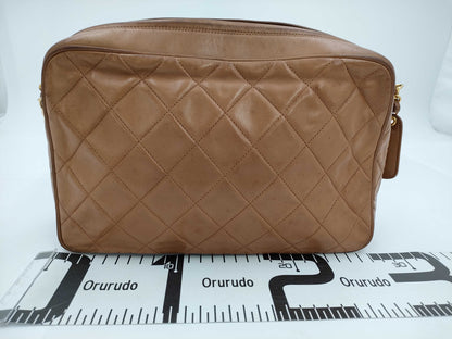 CHANEL Matelasse Chain Shoulder Bag, Lambskin, Brown, Shoulder Bag