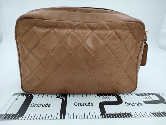 CHANEL Matelasse Chain Shoulder Bag, Lambskin, Brown, Shoulder Bag