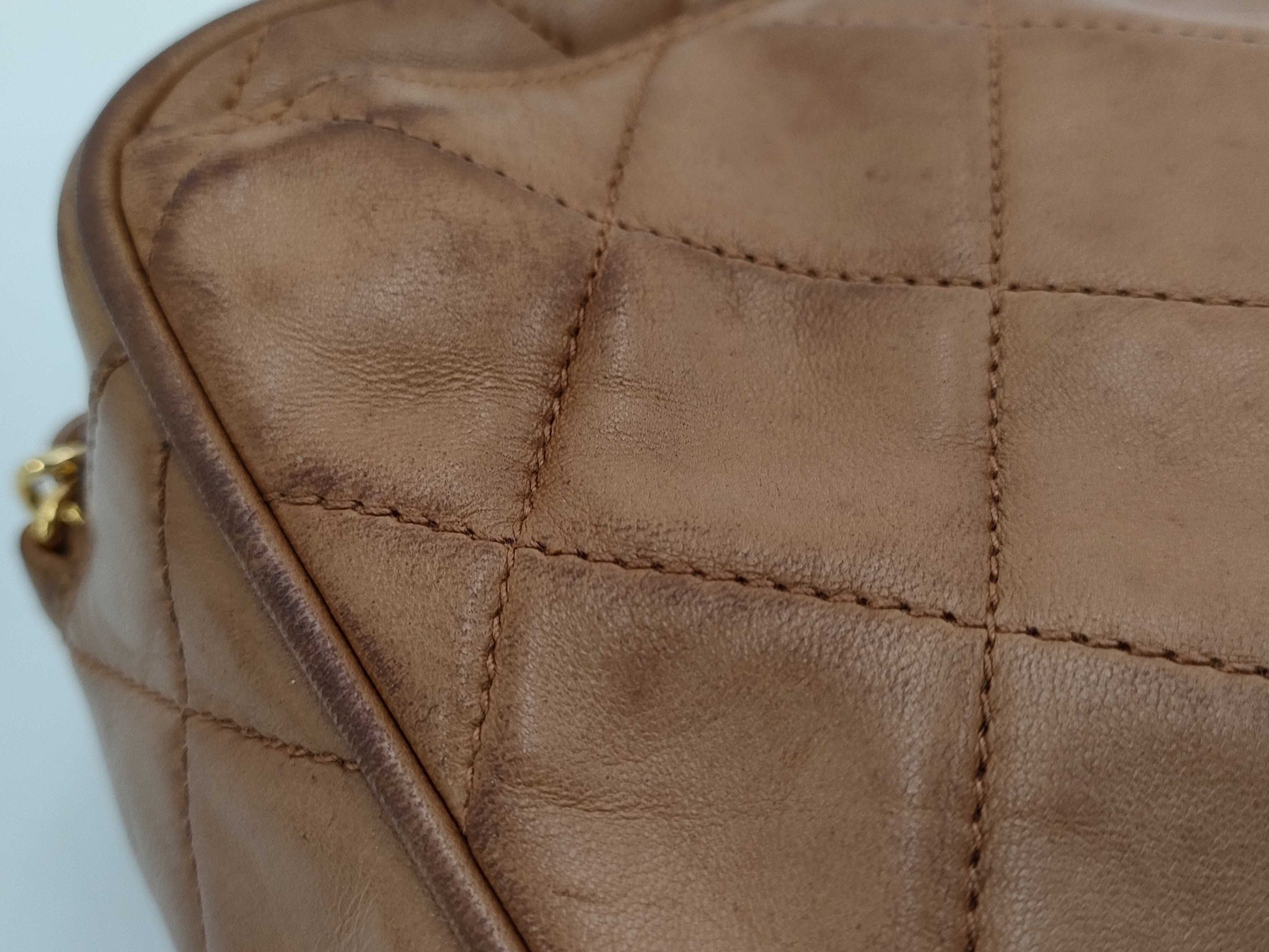 CHANEL Matelasse Chain Shoulder Bag, Lambskin, Brown, Shoulder Bag