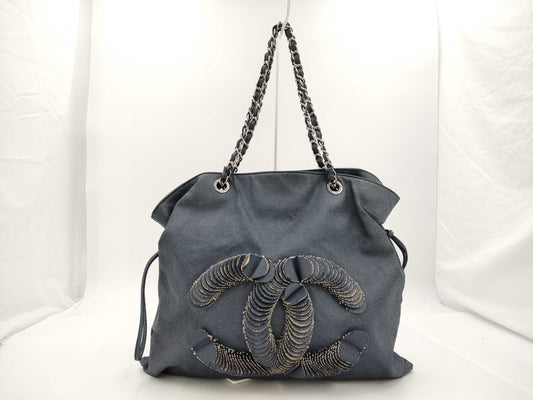 CHANEL Chain Shoulder Coated Canvas Shoulder Bag