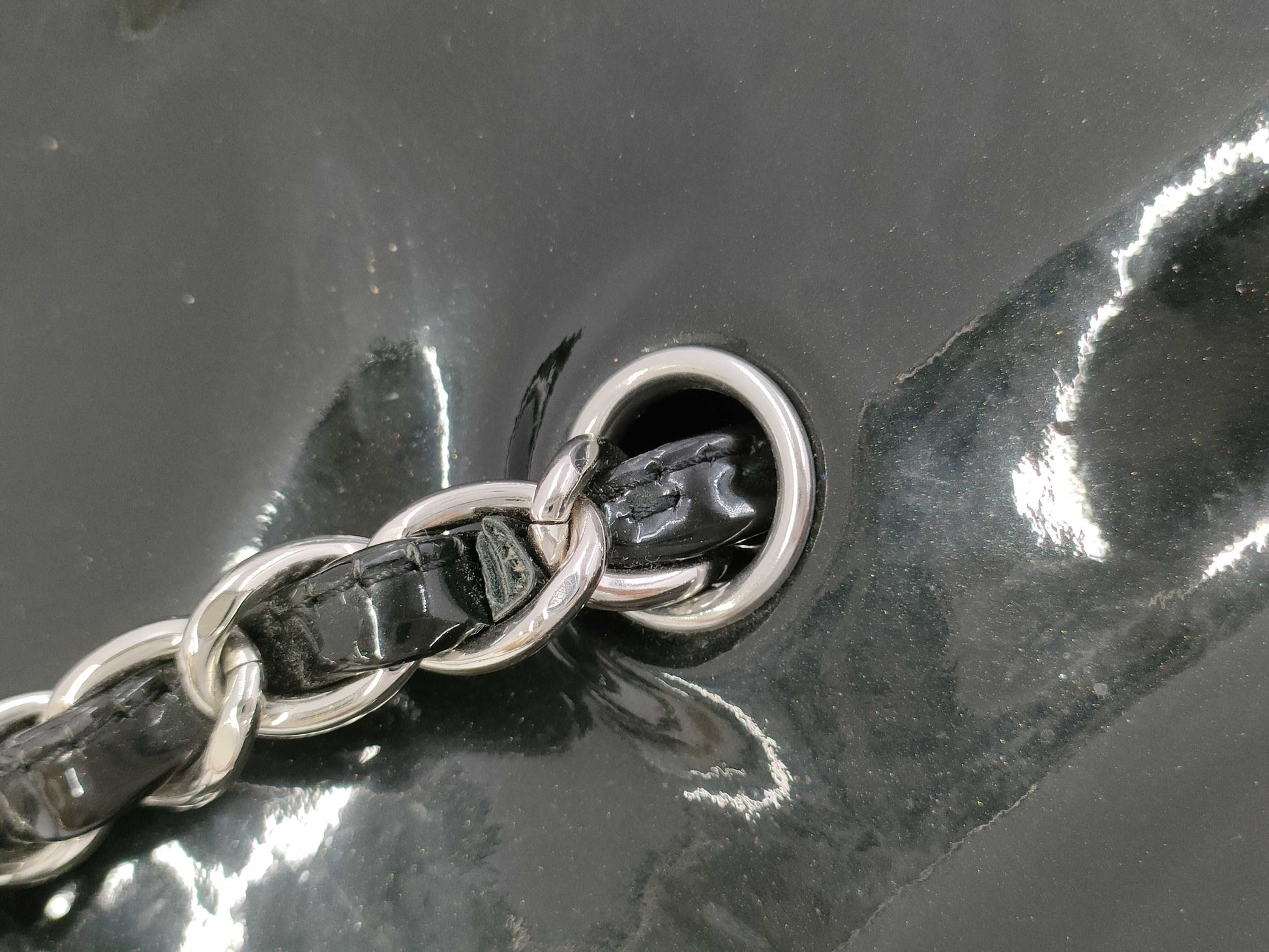 CHANEL Patent Leather Bonbon Chain Shoulder Bag