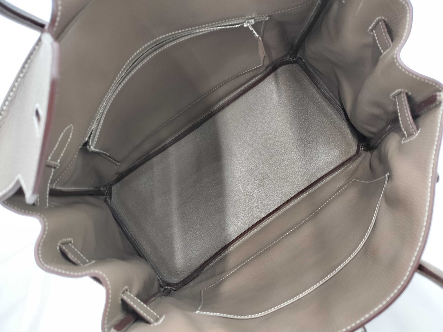 HERMES Birkin 35 in Taurillon Clemence Etoupe leather with silver hardware, N stamped.