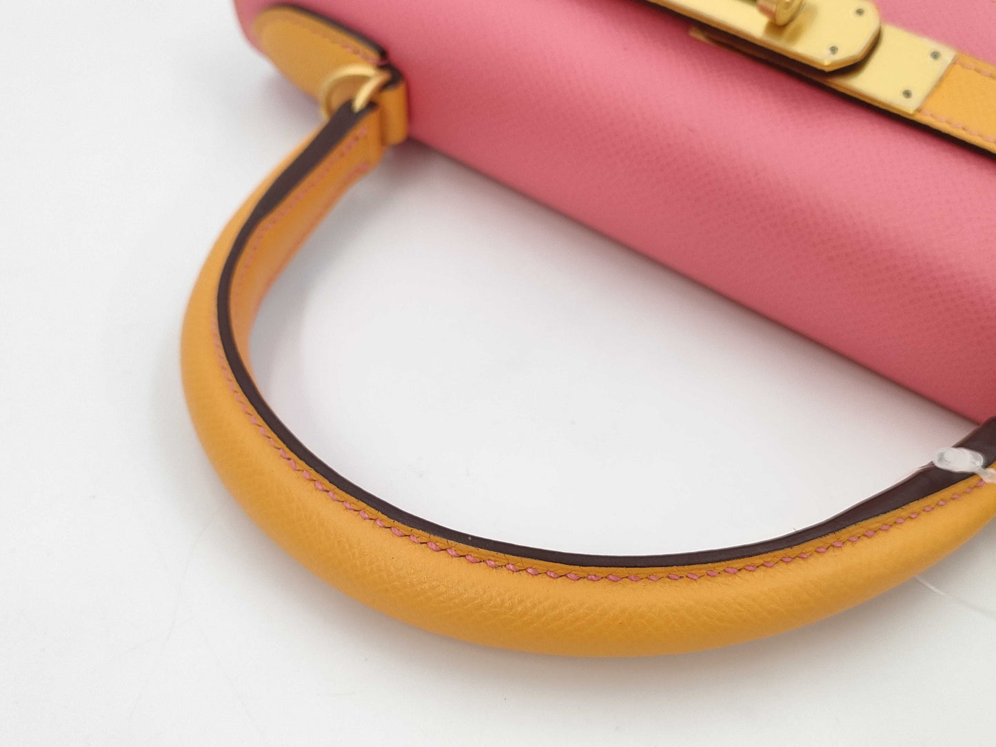 HERMES Kelly 28 Serie Personal Order Epsom Leather Rose Azalee Jaune D'or with Matte Gold Hardware and C Stamp