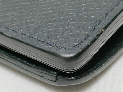 LOUIS VUITTON RFID Unverifiable SP2172 Taiga Louis Vuitton Brazza Wallet Black Taiga Leather Silver Brass SP2172 Wallet